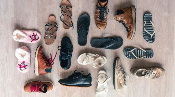 A wide variety of footwear that will match with an outfit for rainy day.