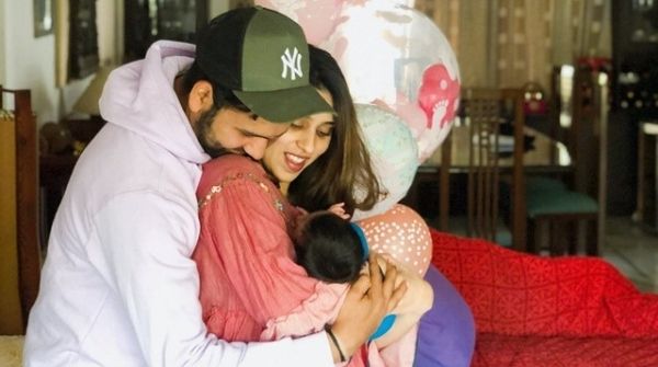 Rohit Sharma with his Wife after being a father at the age of 31
