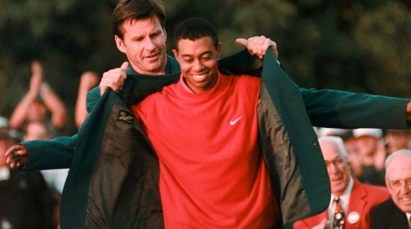 Tiger Woods winning his first Master Championship in 1997