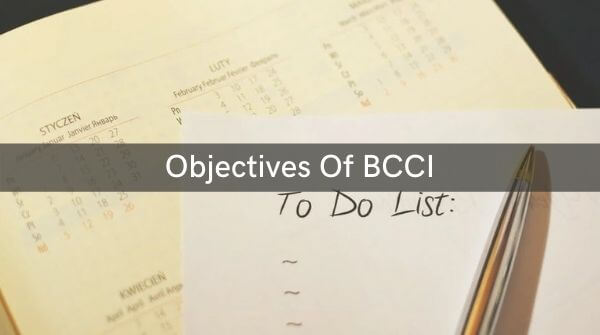 A pen on a sheet of paper with a list representing  objectives of the board and What is BCCI (Board of Control for Cricket in India)