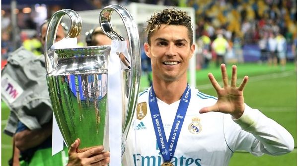 Ronaldo with Real Madrid when he won the Champions Trophy 2018.