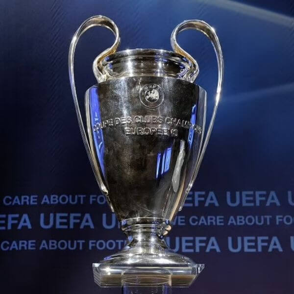 74 cm tall, silver, UEFA Champions League Trophy which is awarded to the winners of the tournament