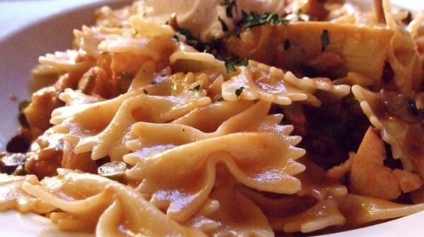 Farfalle- A type of Italian pasta shaped like a butterfly or a bow-tie